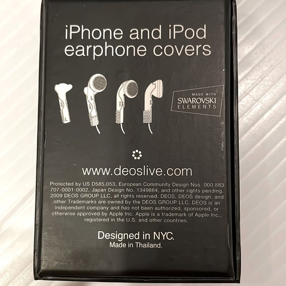 NWT DEOS iPhones & iPod earphone covers Royal Blue with Swarovski Crystals - Picture 4 of 7